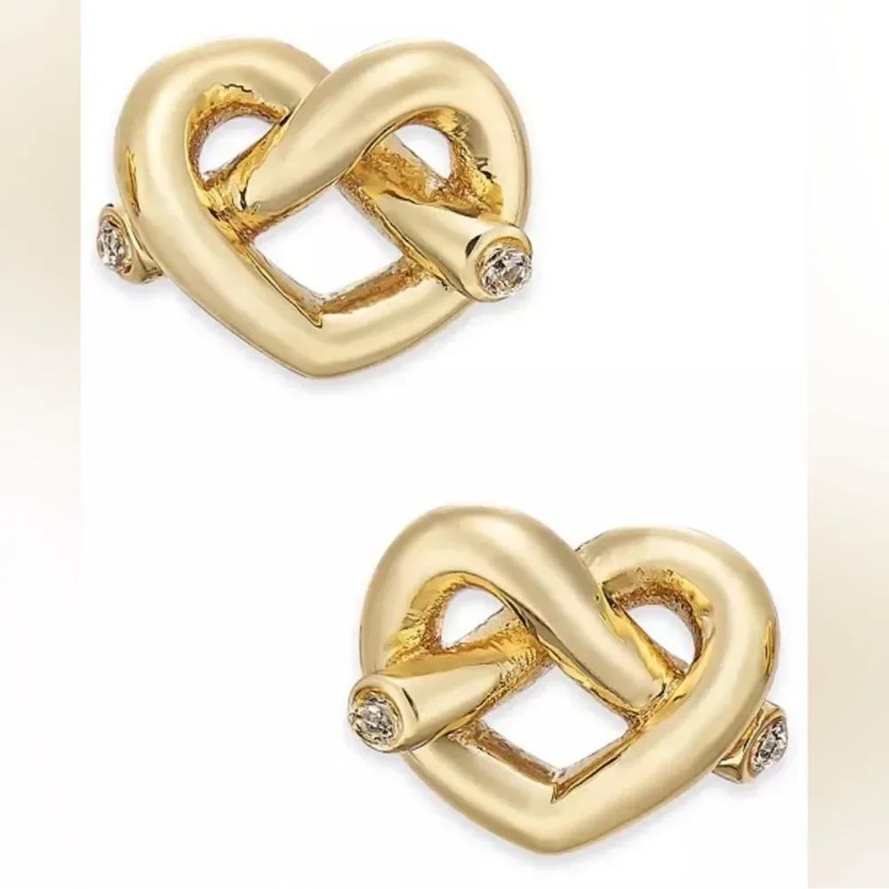 Kate Spade Loves Me Knot Stud Gold Tone Earrings, New In Box, Love Knot🖤♤🖤